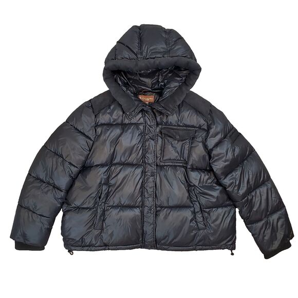 Koolaburra by Ugg Hooded Puffer Jacket Corduroy Trim Black XXL Gorpcore Outdoors - Picture 1 of 16